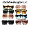 Women'S Fashion New Gradient Color Sunglasses Men'S Classic Square Large Frame Sunglasses Retro Outdoor Driving Sunglasses