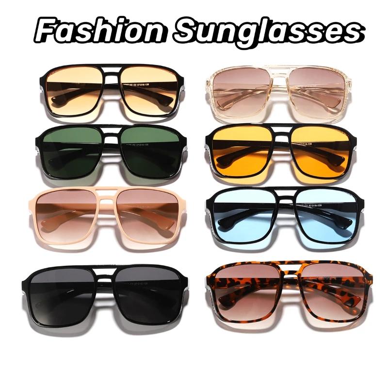 Women'S Fashion New Gradient Color Sunglasses Men'S Classic Square Large Frame Sunglasses Retro Outdoor Driving Sunglasses