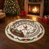 Festive Round Rug for Christmas 3D Rug, Vortex Optical Illusion Area Santa Snowman Staircase Modern Holiday Home Accents Depth Pattern, Non-slip Floor