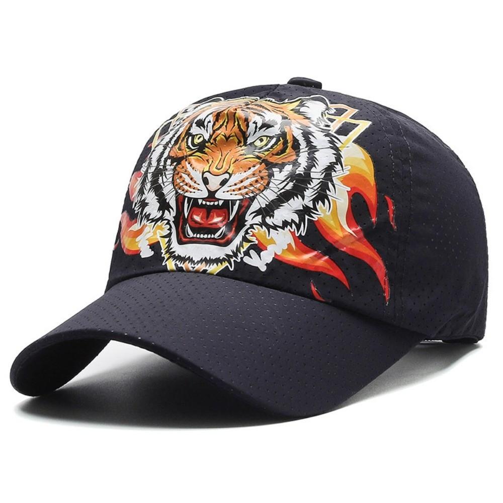 

Breathable Perforated Summer Sun Hat Tiger Head Printed Baseball Cap For Women Men темно-синий