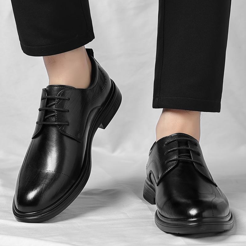 Men's leather Round toe shoes Retro minimalist British style Dress up party grooms wedding High quality shoes New versatile