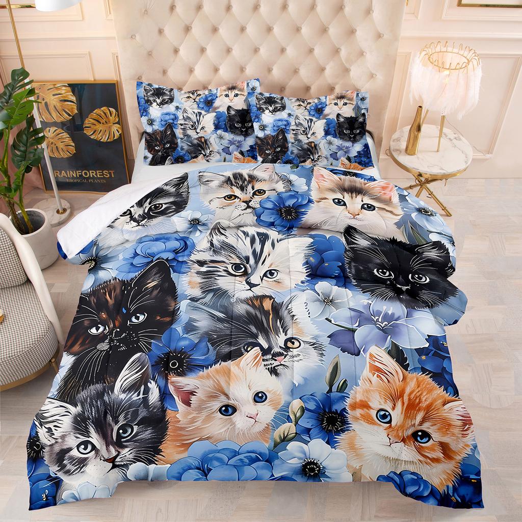 Comforter Cute Kitten Luxury Theme Home Comforter Winter Quilted Blanket Goose Down Duvet King Queen 3D Blanket Size Twin