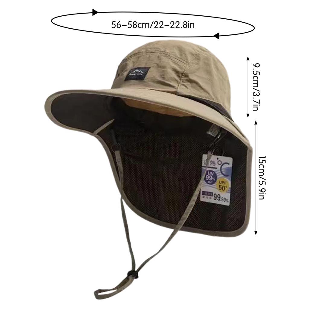 Summer Wide Brim Fisherman Hat Versatile Sun Shade Hat Drawstring Bucket Hats for Camping Hiking