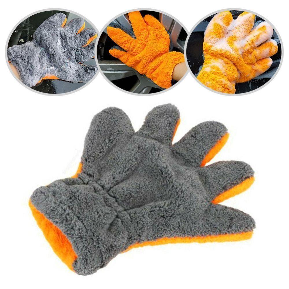 Double-sided Care Cleaning Gloves Coral Fleece 5-Finger Gloves Car Washing Gloves for Car Wash