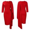 Large Size Women Summer Fashion Long Sleeves Short Dress Ladies Elegant One Piece Solid Sheath Dress