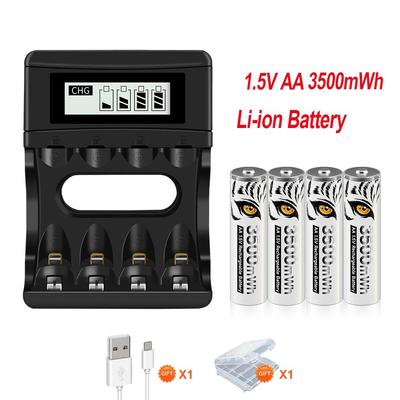 PALO 3500 mWh 1,5 V AA Li-Ion dobíjecí baterie AA Li-Ion baterie AA článek se 4 sloty 1,5 V AA AA Li-Ion nabíječka baterií