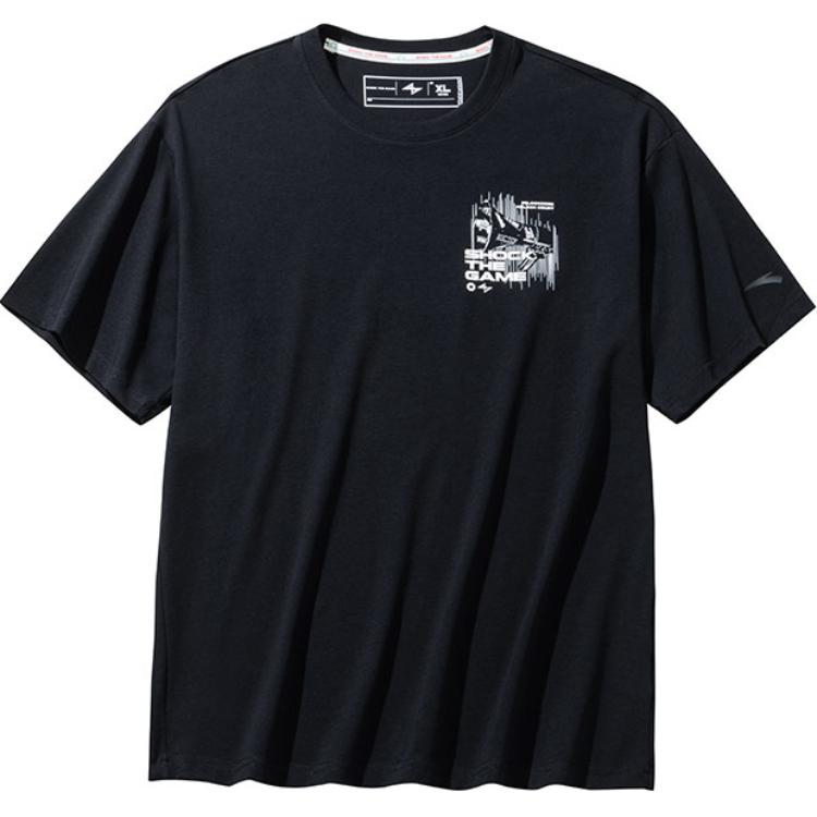 

Anta Printed Letter Round Neck Versatile Breathable Loose Short Sleeve T-Shirt Men Tops Basic-Black 152431140-2 2XL