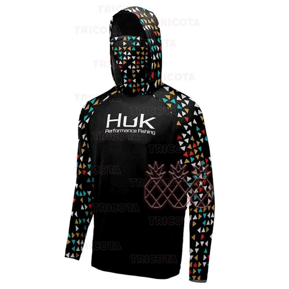 Cross-border HUK hooded fishing suit summer long-sleeved sunscreen T-shirt breathable face towel integrated fishing suit Luya