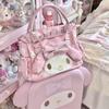 Cute Sweet Pink Melody Large Capacity Shoulder Crossbody Tote Bag with Heart Design