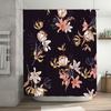 Black Floral Shower Curtain With Pink White Flowers Modern Design For Bathroom Decorations Size Options Available Made From Dura