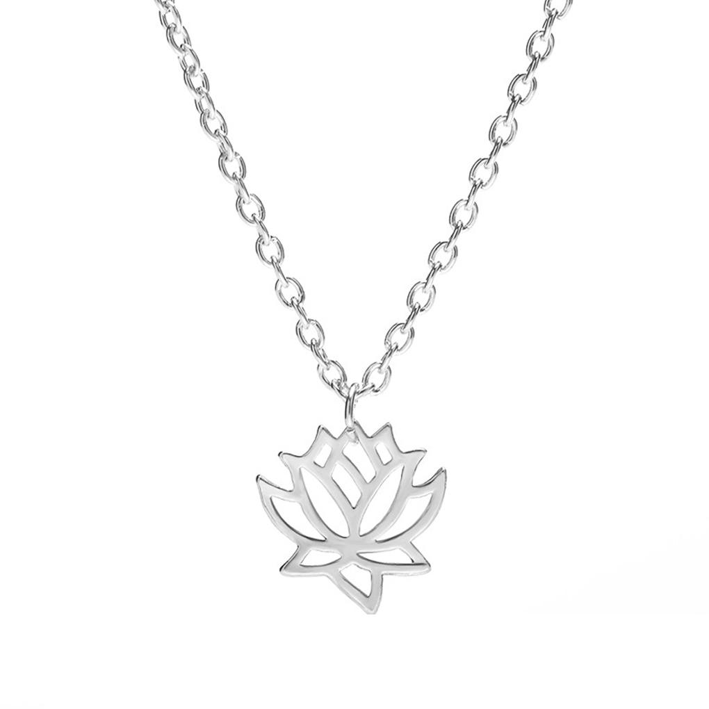 

Полое женское ожерелье с цветком лотоса, ожерелье для девушки, этническая подвеска, простое регулируемое ожерелье-цепочка 49-54 см, ювелирный подарок серебряный