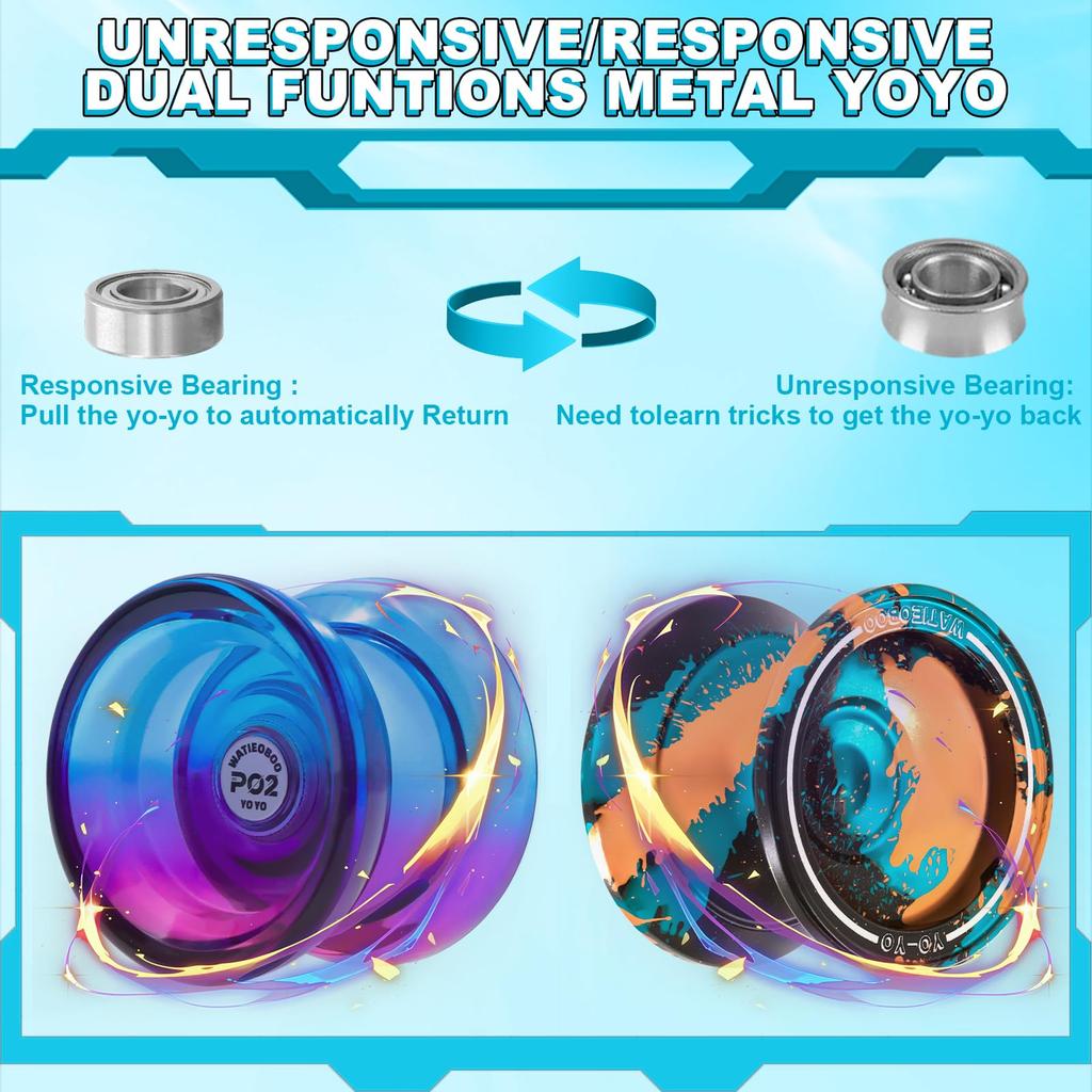 WATIEOBOO Yoyo Suitable for Everyone from Beginners To Professional Yoyo It Features Dual Metal and PC Plastic Allowing You To Convert Between