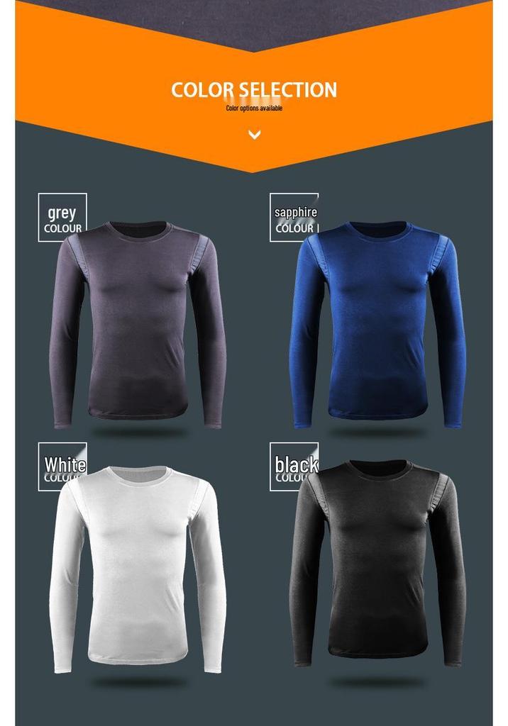 Men's Slim-fit Warm Mesh Base Layer Shirt - Round Neck, Breathable, Sweat-wicking, Thin Top for Autumn/Winter