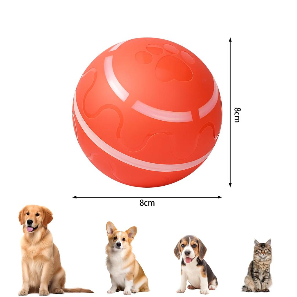 Bateruni Dog Ball Illuminated Moving Dog Remote Automatic Rotating Pet Electric USB Two Operation 8cm Suitable for and Large Orange Toy, Ball,