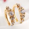 Luxury Women Gold Plated Heart Multi Rhinestones Clip Earrings Ear Jewelry