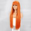 Orange Synthetic Wigs Long Straight Wigs With Bangs For Women Pink Red Cosplay Party Daily Use Natural Hair