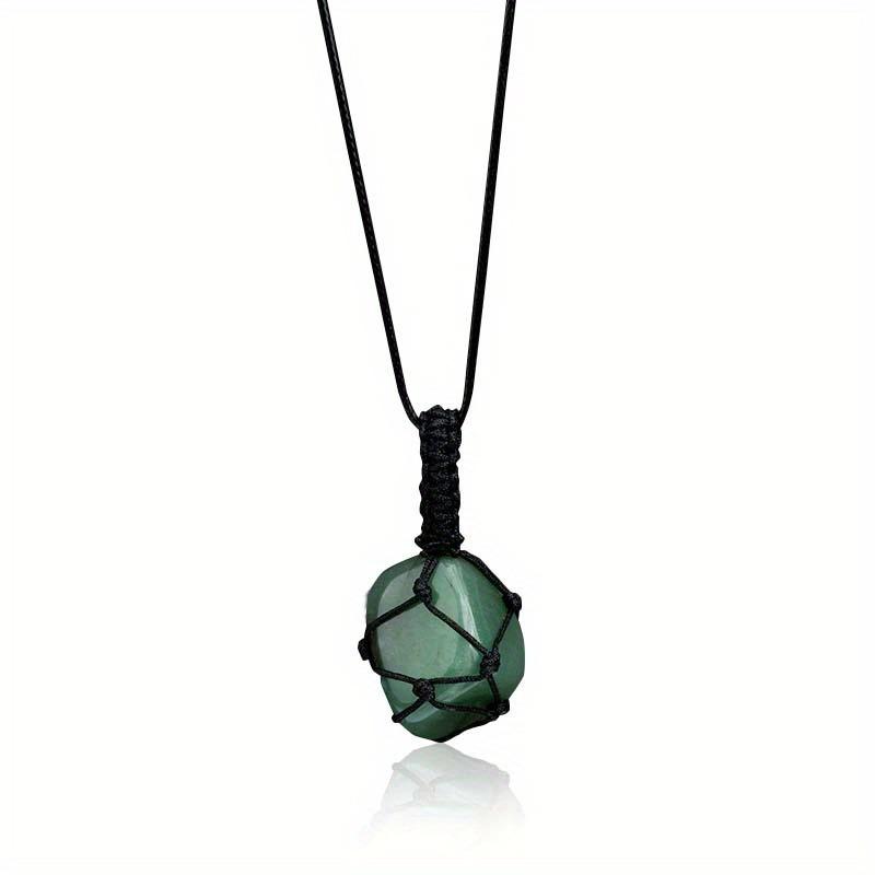 Amethyst Net Bag Pendant Necklace with Irregular Agate Stone Sweater Chain