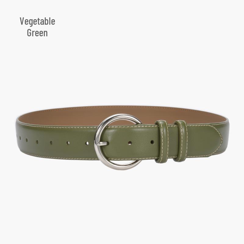 Ladies' Genuine Cowhide Leather Wide Waist Trench Coat Belt