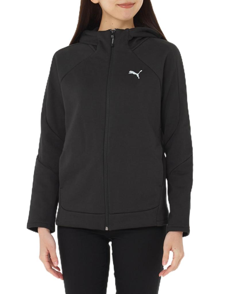 PUMA EVOSTRIPE Warm Hooded Black Jacket, Windproof, Fleece-Lined, Women's, 684217, Fall/Winter 2024, (01)
