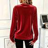 Damen Casual Samt-Sweatshirt mit, Langarm-Pullover