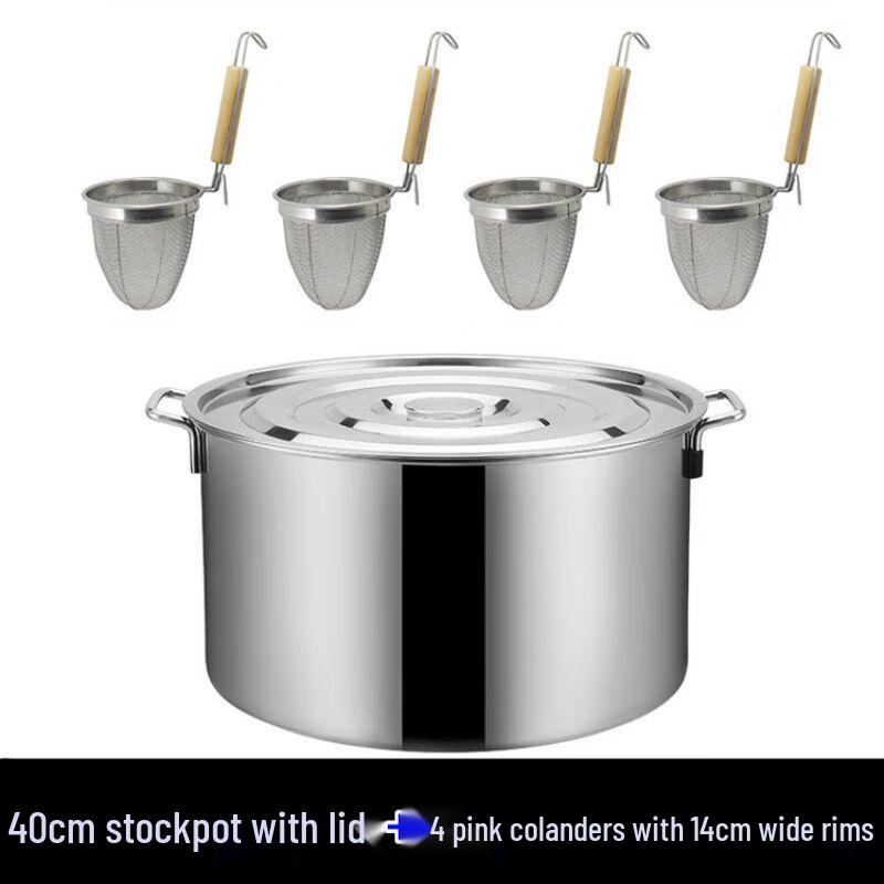 Qianxing 201 Stainless Steel Noodle Strainer & 40cm Soup Pot Set