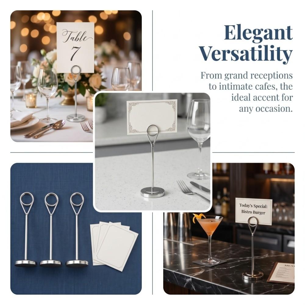 Stainless Steel Table Number Holder Ring Clamp Picture Stand Photo Stands  Hotel Restaurant Home