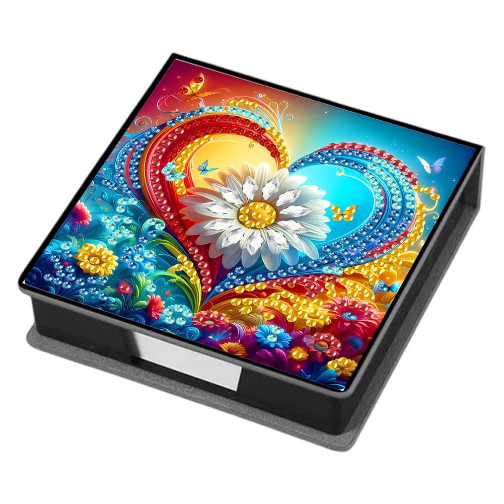 Leather 5D Diamond Painting Kit Note Box with 160 Sheets DIY Diamond Art Note Box for Home Office School Supplies