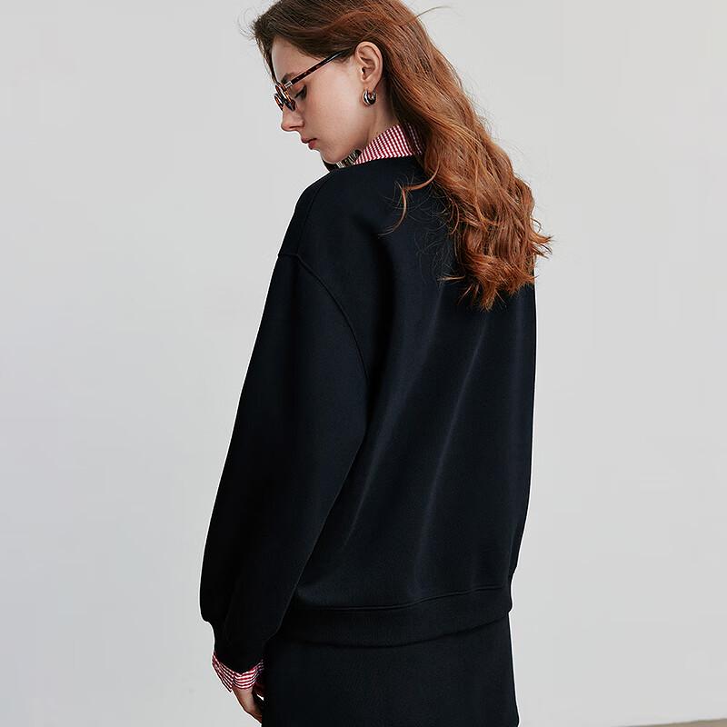 Women's Spliced Fake Two-Piece Embroidered Sweatshirt