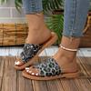 Large Size Beach Slippers for Women, Summer New Style with Leopard Print Toe Cover, Soft Soled Women's Sandals for External Wear