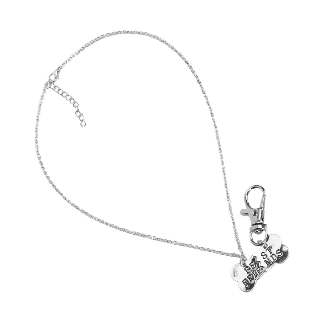 Alloy Owner and Pet Pair Dog Bone 2 Splicing Necklace Dog Tag Chain 2 Split PendantsSilver Black Word 2 Splice Dog Bone