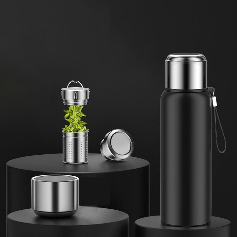 316 Stainless Steel Men's Large Capacity Insulated Outdoor Travel Mug with Tea & Water Separation, Custom Logo