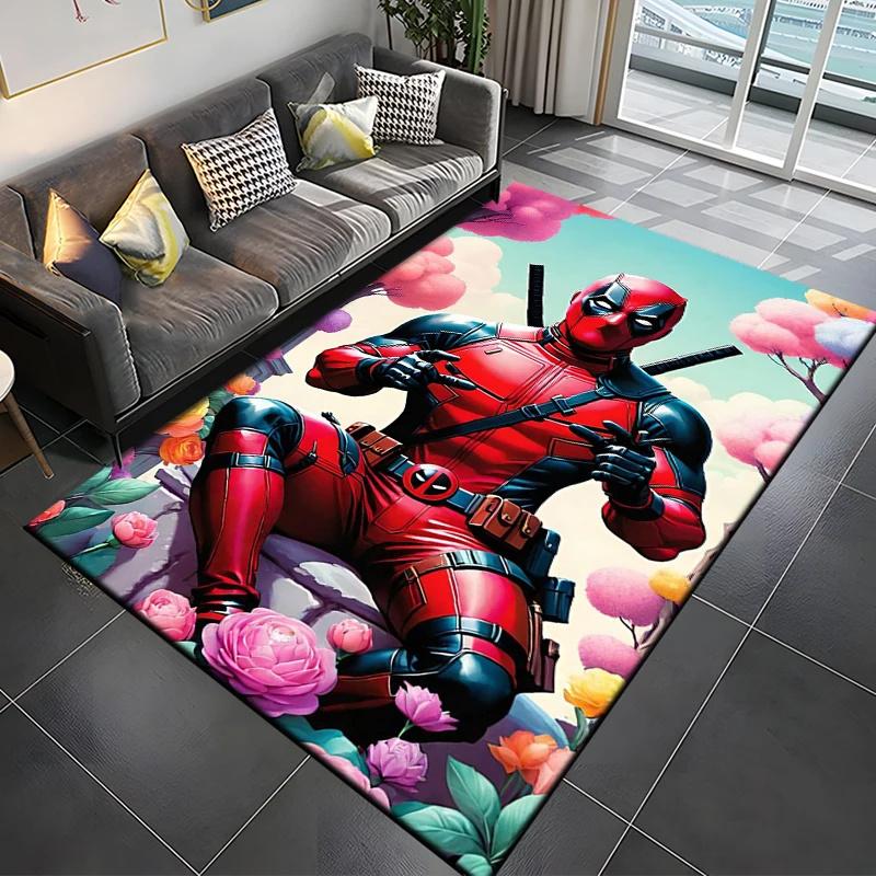 Marvel Spider Man Area Rug Cartoon Anime Deadpool 3D Carpet for Living Room Kitchen Bedroom Decor Floor Non Slip Mat Gift