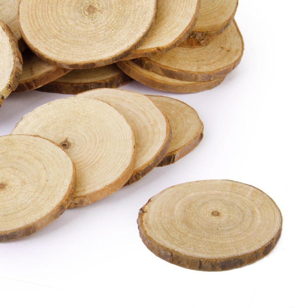 Round Wood Slices Natural Pinewood Log Discs Polished Both Sides Approx 7-9Cm Diameter 0.5-1Cm Thickness DIY Wedding