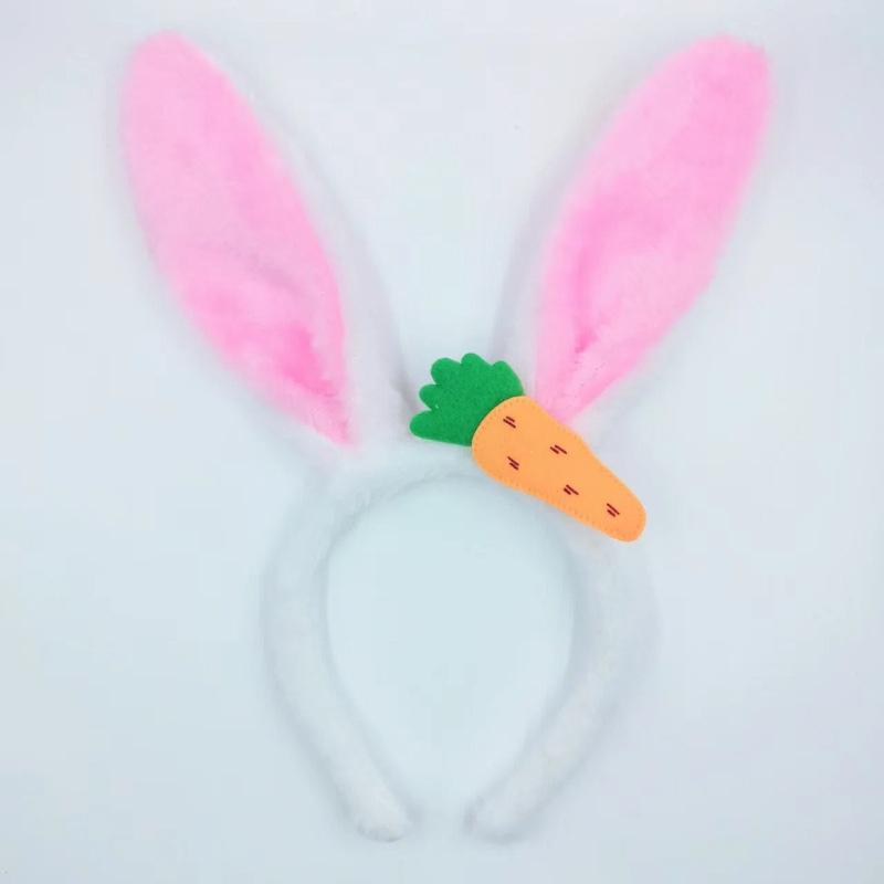 Neue Osterhasenohr-Haarbänder Plüsch-Hasenohren Karotten-Haarband Party Cosplay Kostüm Kopfschmuck Gesichtswasch-Haar-Accessoires Geschenk