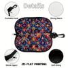 2D-Bohemian Geometric Floral Print Sunglasses Case, Vintage Kaleidoscope Pattern Eyeglass Pouch, Protective Zipper Eyewear Holder for Travel Gift