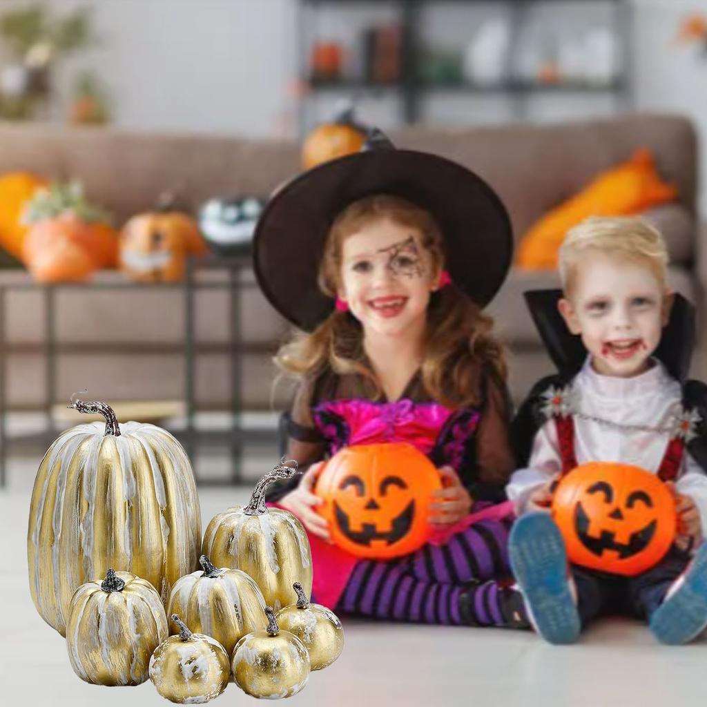 7τμχ Προσομοιωμένη Κολοκύθα Γυαλιστερό Χρώμα Ελαφριά Δημιουργική Επαναχρησιμοποιήσιμη Κολοκύθα από Αφρό για Διακόσμηση Στήριγμα