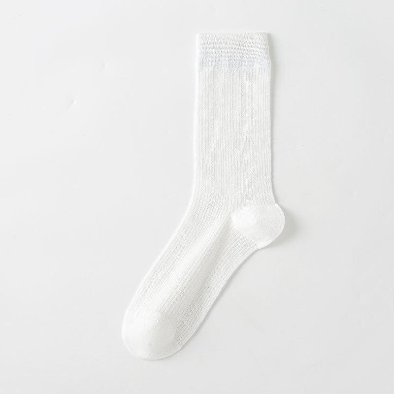 Women's Summer Thin Pure Color Mesh Breathable Sweat Absorbing Tube Stack Cotton Socks