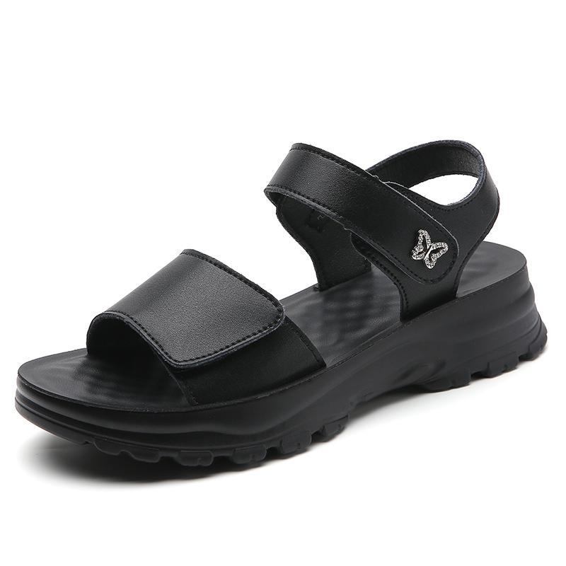 Women's Outdoors fashion trend anti-slip wear-resistant pure black belt soft soled high-heeled sandals White shoes