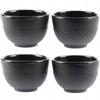 CAST IRON HERBAL TEA CUPS SET OF 4, BLACK ENAMELLED, 100ml
