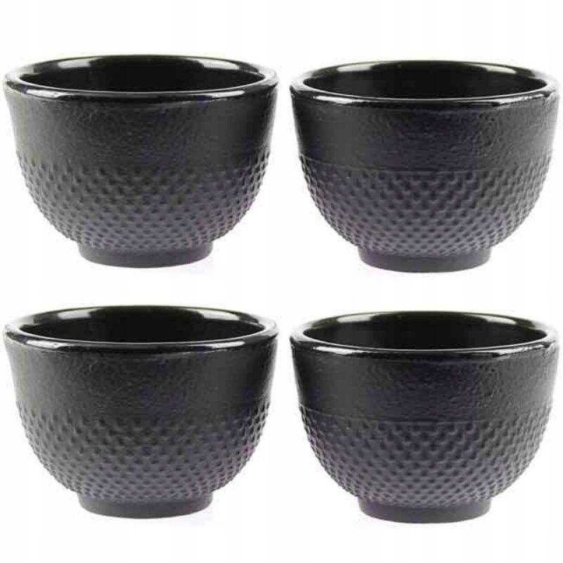 CAST IRON HERBAL TEA CUPS SET OF 4, BLACK ENAMELLED, 100ml
