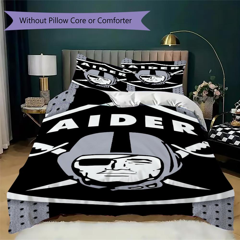 Las Vegas Raiders Pattern Bedding uilt Set uilt Cover Pillowcase Home Decoration Birthday Gift (1*duvet cover + 2*pillowcase without core)