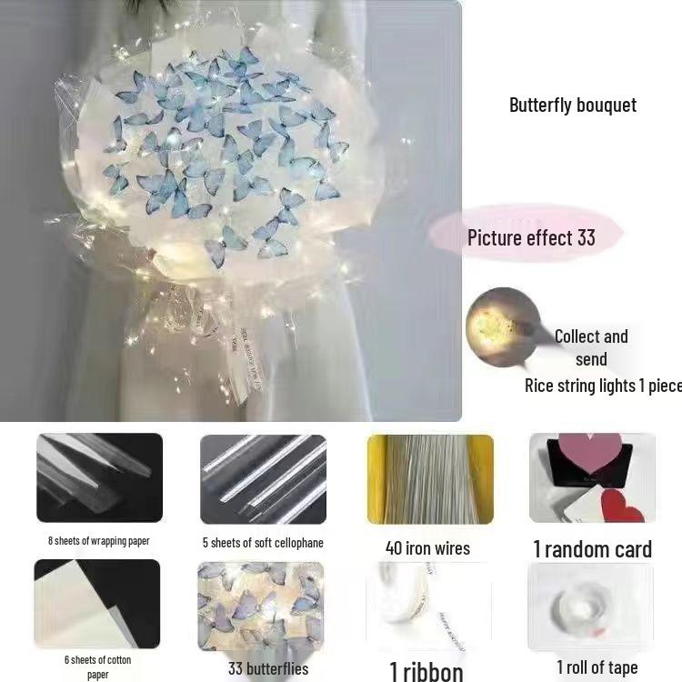 Valentine's Day DIY Simulation Butterfly Bouquet Kit - Handmade Gift with High-End Feel