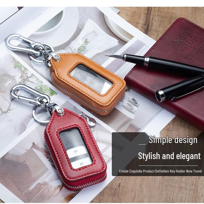 Universal Leather Key Holder: Car Keyring & Protective Mini Waist Hanger for Men & Women