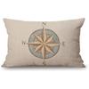 Solekla Nautical Compass Pillow Covers 12" X 20" Lumbar Pillow Covers Home Decorative Cotton Linen Cushion Case for Sofa Couch Housewarming Family
