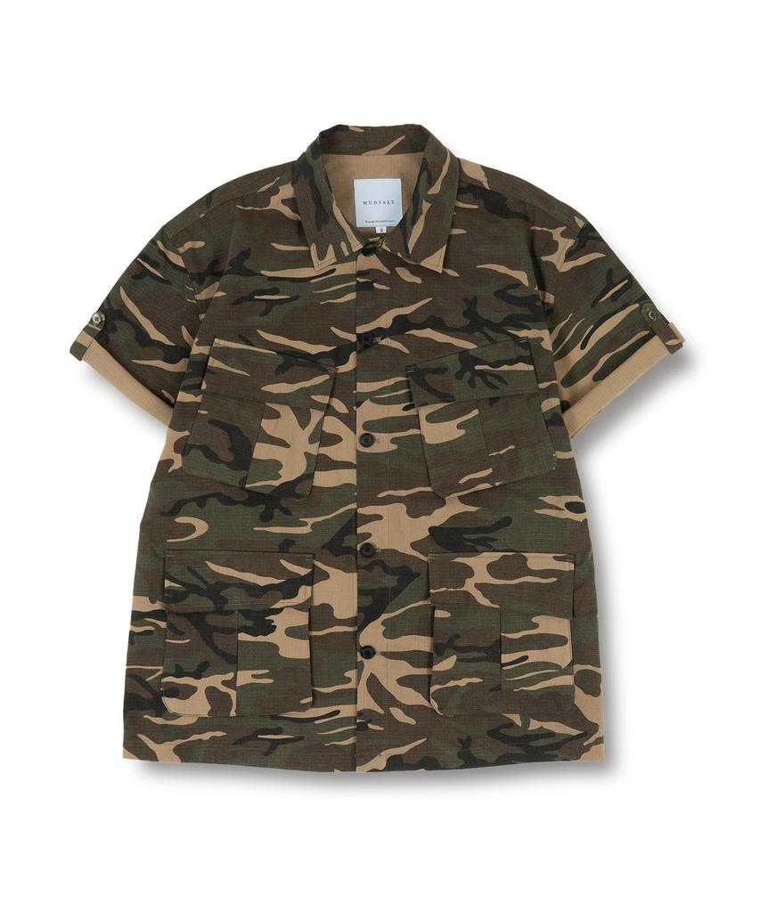 Mudsalt Jungle Fatigue Roll-Up Short Sleeve Shirt Camo Khaki