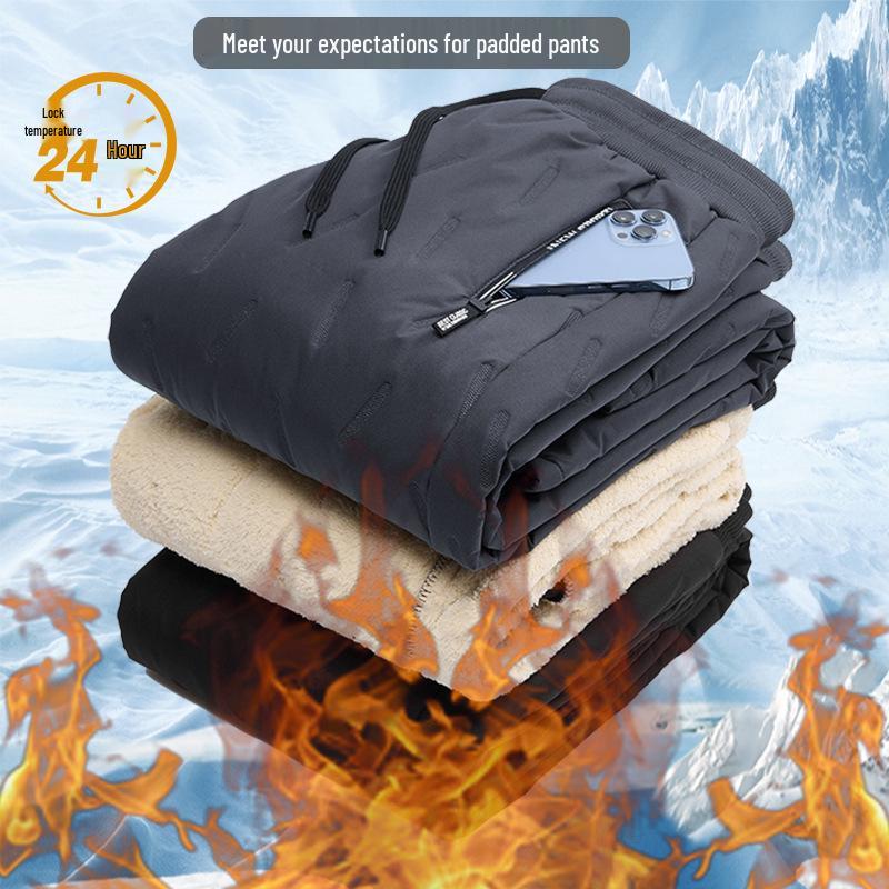 Herren Übergröße Fleecegefütterte Winter Baumwollhose für Freizeit- oder Sportbekleidung