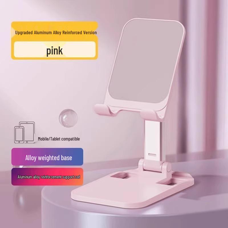 Adjustable Aluminum Phone & Tablet Stand: Weighted Base, Foldable Design