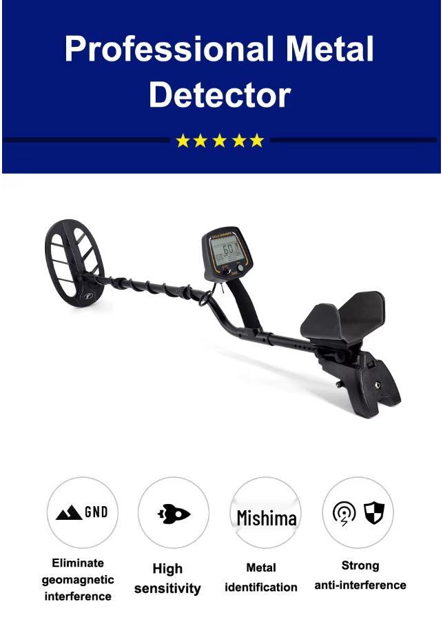 Archaeological Handheld Gold Detector with Smart LCD and 6x11" Waterproof Coil