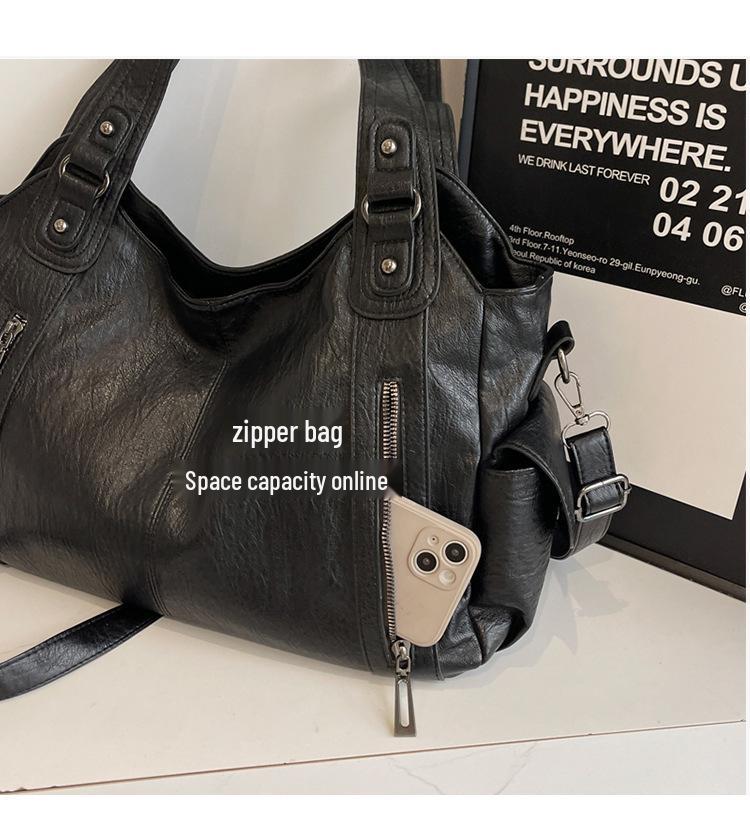 2025 Trendy Women's Retro-Style Tote: Large Capacity, Simple, Versatile, Single Shoulder & Crossbody Handbag.