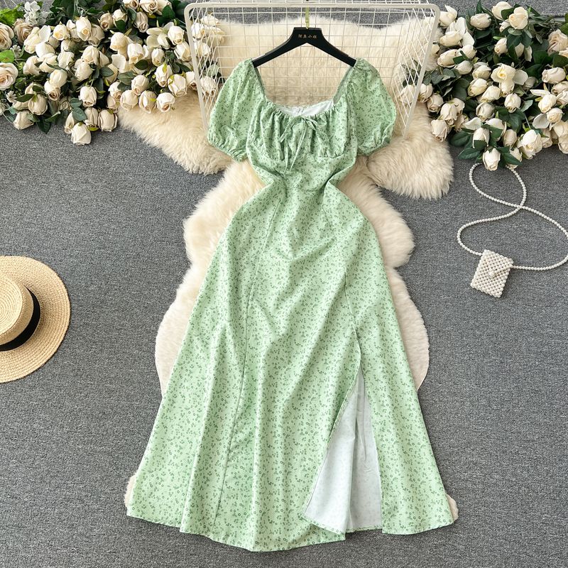 

Ретро Летний Нишевый Стиль Шикарное и Красивое Цветочное Платье Green XL